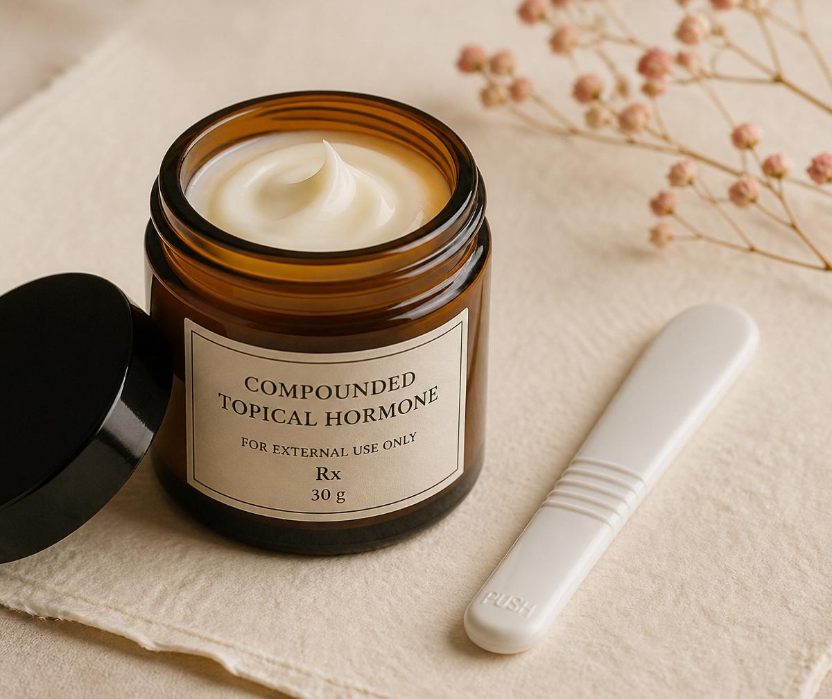 Compounded topical bioidentical hormone cream prepared to a provider-specified strength