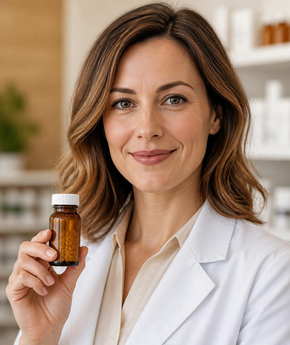Thornhill's Pharmacy licensed pharmacist holding a compounded thyroid prescription